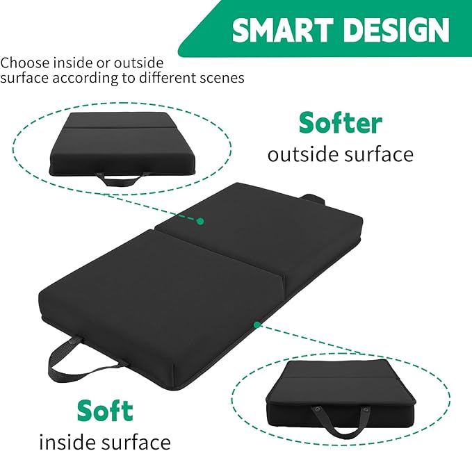 Garden Kneeling Pad, Memory Foam Knee Cushions for Gardening, Extra Thick Knee Pad, Water Resistant Prayer Pillow for Work, Yoga, Physical Therapy(Black)
