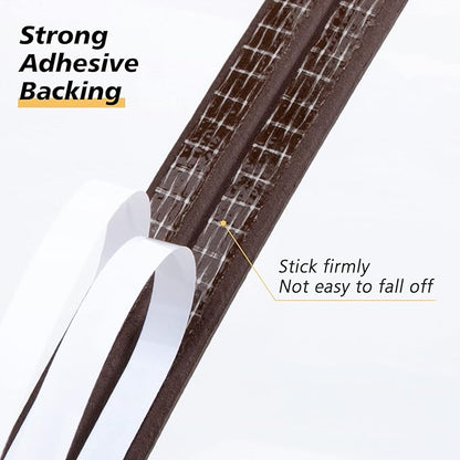SUNMON Weather Stripping Door Seal Strip, 52.5Feet (16M) D-Type Door Soundproofing, Self Adhesive Foam Weatherstrip for Door and Window (Brown)
