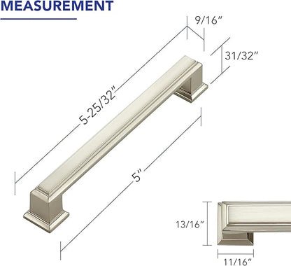 Ravinte Hardware 30 Pack Brushed Nickel Cabinet Pulls, 5 Inch (128mm) Hole Center Zinc Alloy Drawer Handles for Kitchen Cabinets, Cupboards, Dressers, Square Solid Metal Hardware