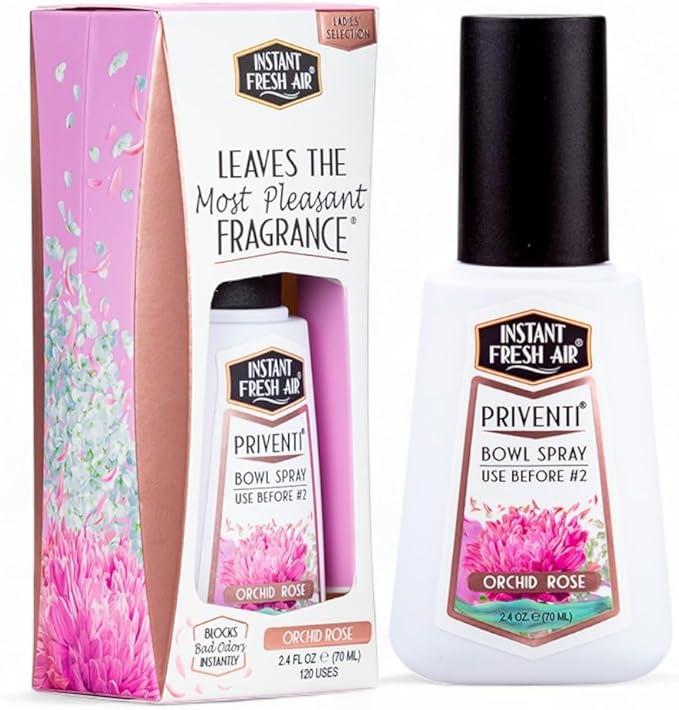 Signature PRIVENTI for Women Toilet Spray, Orchid Rose Scent Bathroom Spray, Noxban Technology Odor Elimination, Travel Size Long-Lasting Freshness for Home, Travel or Work, 2.4 Oz. -INSTANT FRESH AIR