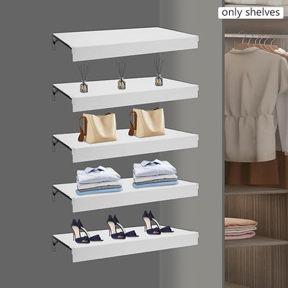 33 Inch Floating Shelves for Wall, 16 Inch Deep Hanging Shelf, Large Display & Storage Shelf for Bathroom, Bedroom, Living Room, Set of 5 (White, 33 Inch)