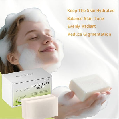 Kojic Acid Soap Bars with Retinol, Collagen, Vitamin C, Fresh Coconut Scent for Face and Body, Moisturizes, Smooth and Evenly Radiant (2 Pack)