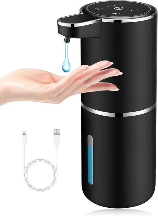 Automatic Soap Dispenser,Automatic Liquid Soap Dispenser Touchless,12.8oz/380ml USB Rechargeabled Wall Mounted Smart Soap Dispensers for Bathroom Kitchen Dish Soap(Black)