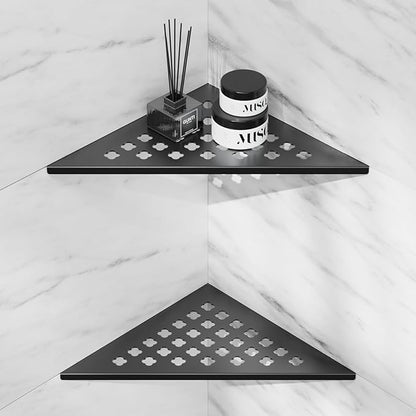 lives Shower Corner Shelf 10" Slot Design Corner Shelves for Inside Shower, 304 Stainless Steel Recessed Bathroom Shelves for Tiled Wall, Black 2 Pack (Floral)