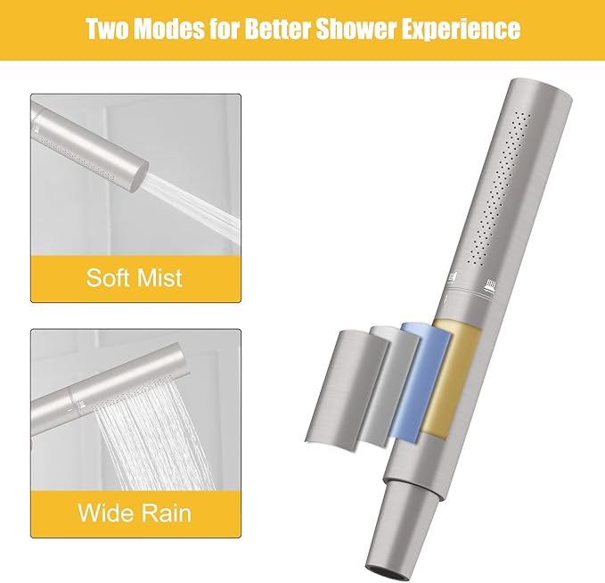 BESy Freestanding Bathtub Faucet Tub Filler Free Standing Floor Mount Stand Brass Bathroom Tub Faucets Sets with 2 Function Hand Sprayer Shower Wand Swivel Spout, Brushed Nickel Finish
