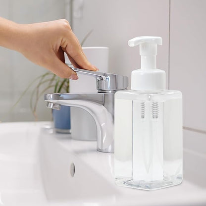 Ginger Lily Farms Foaming Soap Dispenser, Refillable Plastic Pump Bottles for Liquid Hand Soap, 15 oz. Clear Bottle with White Pump, 2-Pack