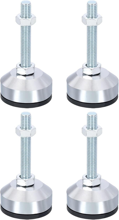 PATIKIL Furniture Leveling Feet 2" Dia Base M10 Thread, 4 Pcs Carbon Steel Adjustable Threaded Furniture Leveler Screw on Leg Leveler with Pads for Desk Chair Cabinet, Black
