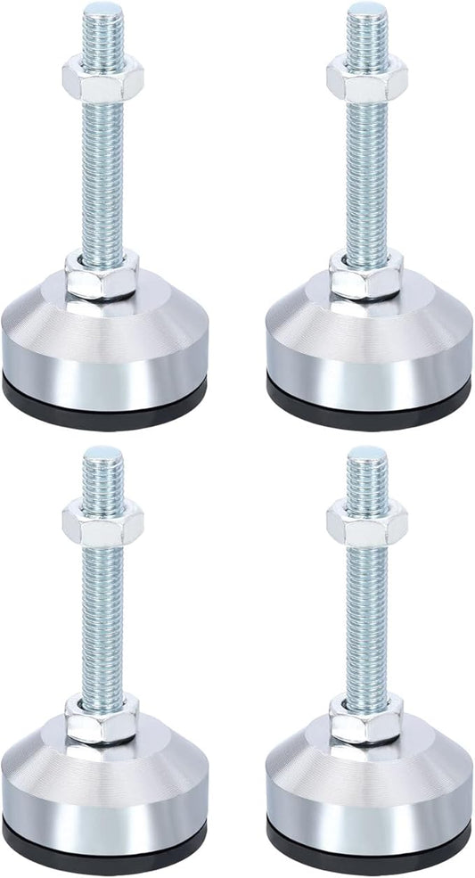 PATIKIL Furniture Leveling Feet 2" Dia Base M10 Thread, 4 Pcs Carbon Steel Adjustable Threaded Furniture Leveler Screw on Leg Leveler with Pads for Desk Chair Cabinet, Black