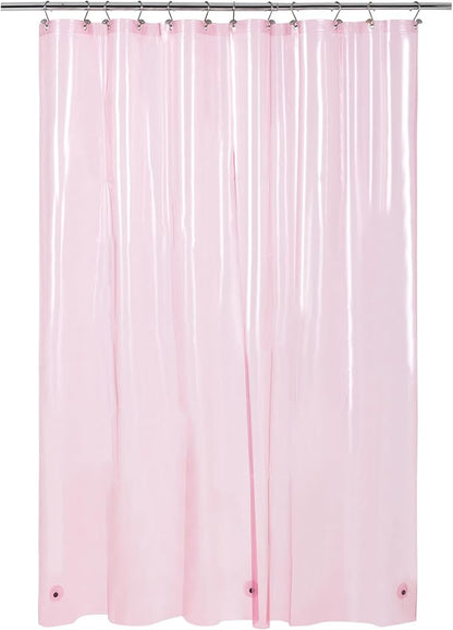 Barossa Design Extra Long Clear Pink Shower Curtain Liner with 3 Magnets - 72" x 84" XL, Waterproof PEVA Lightweight Shower Liner for Bathroom, PVC Free, Metal Grommets - Clear Pink, 72x84