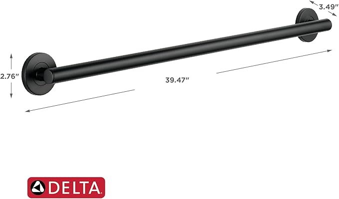 DELTA FAUCET 41836-BL Contemporary ADA Decorative Grab Bar, Matte Black