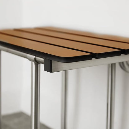 Seachrome 32-inch ADA Folding Shower Seat with Legs, Teak Phenolic Slats