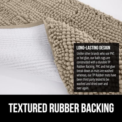GORILLA GRIP Bathroom Rug Sets, Soft Chenille 2 Piece Area Rugs Set, Toilet Base Mat and 30x20 Carpet, Absorbent Microfiber Washable Mats Dry Quickly, Home Décor and Bath Room Accessories, Gray Beige
