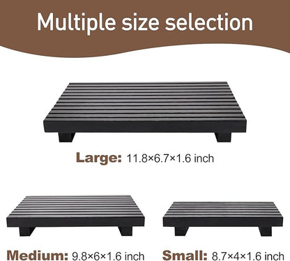 Small Black Bathroom Decor Tray for Counter Dish Soap Holder Wooden Pedestal Stand for Kitchen Sink Soap Dispenser Wood Risers Kitchen Accessories Countertop Vanity Counter Sponge Sink Tray