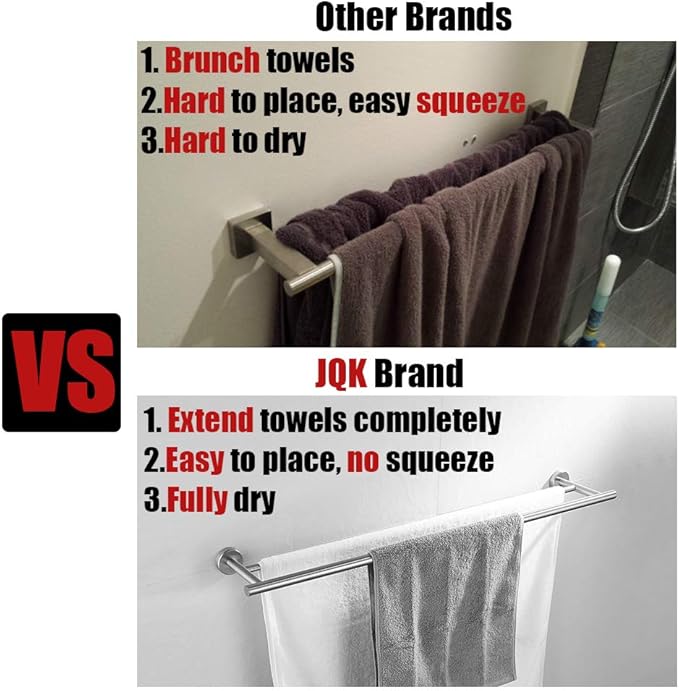 JQK Bath Towel Bar Chrome, 36 Inch 304 Stainless Steel Thicken 1mm Single Towel Rack for Bathroom, Towel Holder (Polished Chrome) Wall Mount, 39 in Total Length, TB110L36-CH