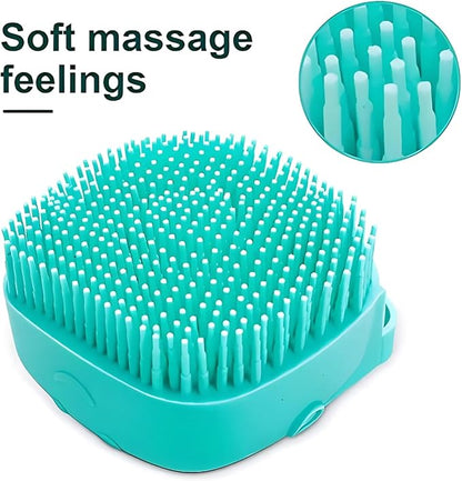 3-Pack Dog Bath Brush with Shampoo Dispenser – Silicone Dog Scrubber for Bathing & Grooming, No-Slip Handle, Deep Cleaning & Shedding Tool, Pet Massage Brush for Small & Large Dogs