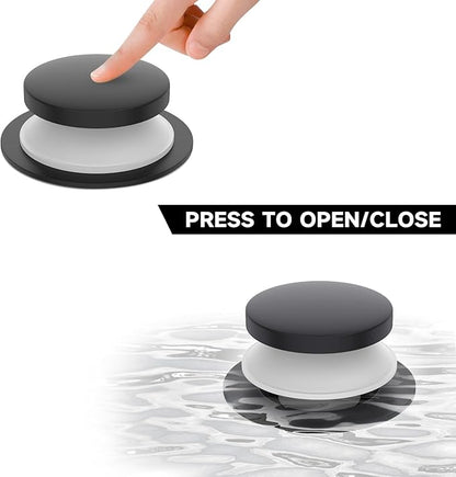 Matte Black Tub Drain Kit, Tip-Toe Bathtub Drains and Overflow Trim Set with 2-Hole Overflow Faceplate, Bathroom Bath Tub Drain Stopper Replacement Kit with Hair Catcher, Tub Faucet Set