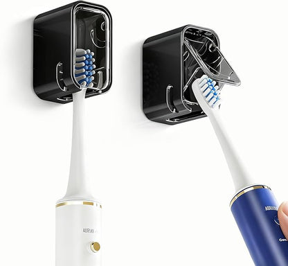 2-Pack Innovative Single Slot Toothbrush Holders with Cover – Wall-Mounted, Hygienic Storage for Bathroom & Shower, Ideal for Family and Travel