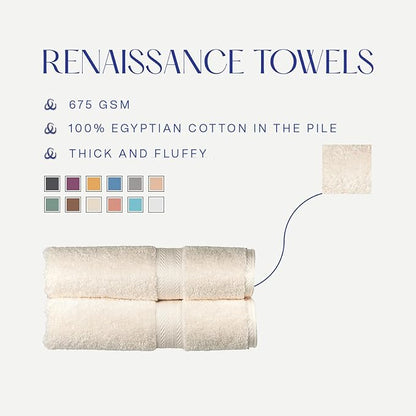 Christy Renaissance 6 Piece Towel Set | Parchment Off-White | 100% Egyptian Cotton | Luxuriously Soft and Super Absorbent | 675 GSM | 2 Bath Towels 2 Hand Towels 2 Face Cloths