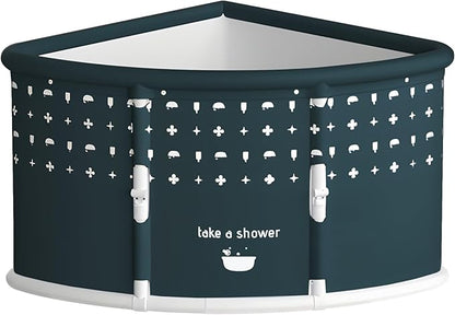 Foldable Bathtub for Adults, Portable Large PVC Collapsible Soaking Tub with Insulated Design, 29 Inch Fan-Shaped Shower Tub for Hot Baths and Cold Dips Recovery Therapy (Green)