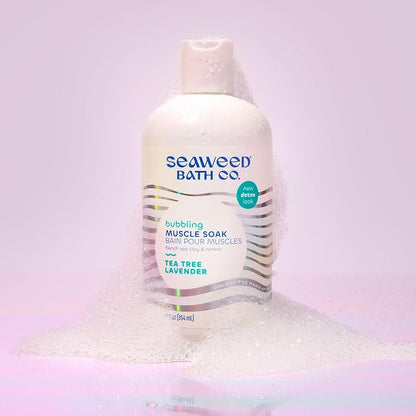 Seaweed Bath Co. Bubbling Muscle Soak, Tea Tree Lavender Scent, 12 Ounce, Sustainably Harvested Seaweed, French Sea Clay, Arnica