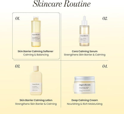 ONGREDIENTS Skin Barrier Calming Softener | Daily Soothing Toner for Dry, Sensitive Skin | Panthenol, Hyaluronic Acid, Ceramide, Hydrating, pH Balancing | Vegan, Korean Skin Care 250ml / 8.45 fl Oz