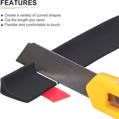 59"x0.8"x0.5" (LxWxH) Collapsible Shower Barrier Stopper - 1 Pack - Good for Bathroom Kitchen - L Shape Water Splash Guard Blocker - Black
