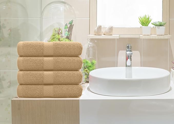 DAN RIVER 6-Pack Premium Hand Towels (16x28 Inches) - 100% Cotton, Ultra Soft, Lightweight, Highly Absorbent Towels for Bathroom, Spa, Gym, Salon, Hotel, and Travel - 550 GSM – Tan