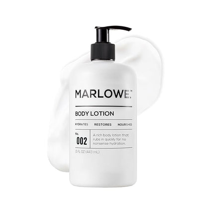 MARLOWE. No. 002 Body Lotion 15 oz Pump, Original, Revitalizing Dry Skin Lotion with Aloe Vera & Amino Acids, Hydrates & Nourishes, Lightly Scented