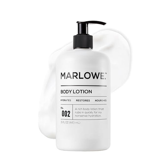 MARLOWE. No. 002 Body Lotion 15 oz Pump, Original, Revitalizing Dry Skin Lotion with Aloe Vera & Amino Acids, Hydrates & Nourishes, Lightly Scented