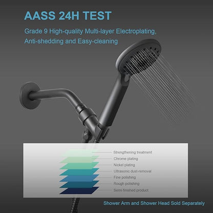 OFFO Shower Head Holder All Metal for Handheld Shower Head, Adjustable Shower Arm Mount with Solid Brass Pivot Ball, 1/2 in IPS Female Inlet and Male Outlet, Matte Black