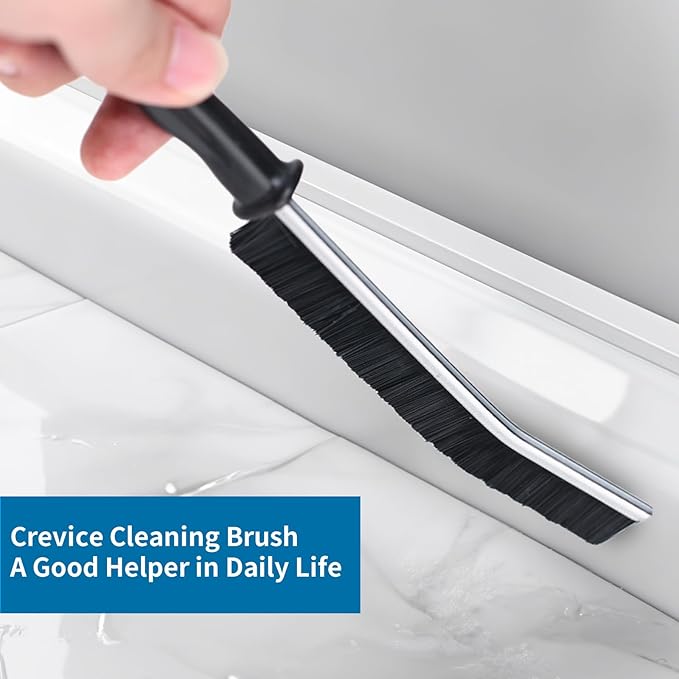 Crevice Cleaning Brush Cleaning Tools Cleaning Supplies Grout Brush Scrub Brush Toilet Brush for Household Use for Cleaning Bathroom Kitchen 3 Pcs (Black)