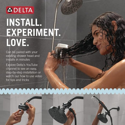 Delta VersaCurl Detangling Handheld Shower Head Tool for Curly Hair with 3 Curl Defining Brush Inserts Included, Detangler Brush Hand Shower with Hose, Spotshield Brushed Nickel 74B430SN