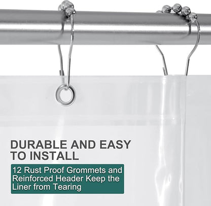 AmazerBath 78 Inch Shower Curtain Liner Clear Plastic, Long Shower Curtain Heavy Duty 8G, Premium PEVA Weighted Shower Curtains for Bathroom with 3 Big Stones and Grommets, 72x78 Inches