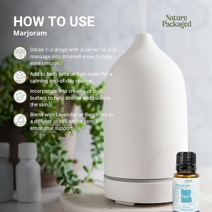 Marjoram Essential Oil - Direct from Al Sheikh for Export Egypt - Steam Distilled - Aceite de Mejorana for Aromatherapy, Massage, Diffuser, DIY Candle and Soap Making - 15ml