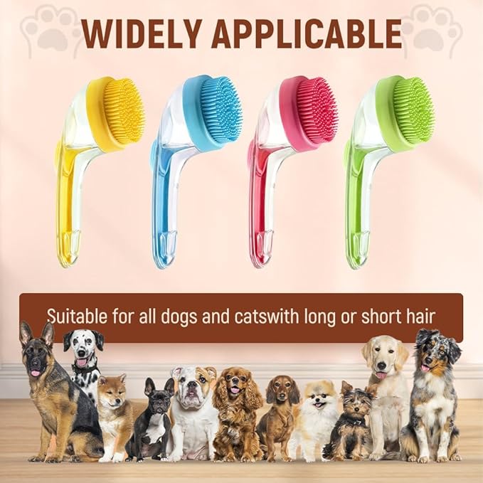 Dog Bath Brush, Pet Grooming Massage Scrubber for Long and Short Hair, 2025 Model (green)