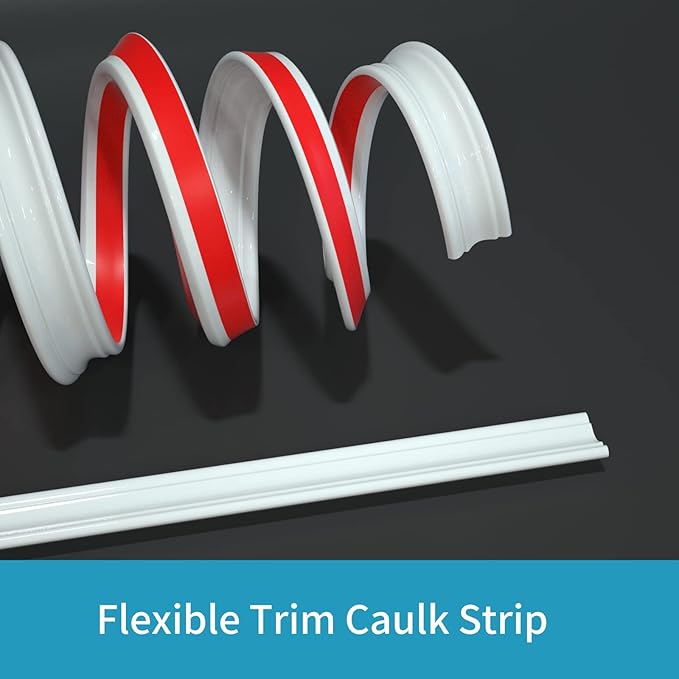 Flexible Trim Caulk Strip Wall Moulding Trim, 1 in x10 Ft Peel and Stick Trim for Wall Corner Deco, Ceiling, Backsplash Tile Edge, Countertops, Baseboard, Floor(White)