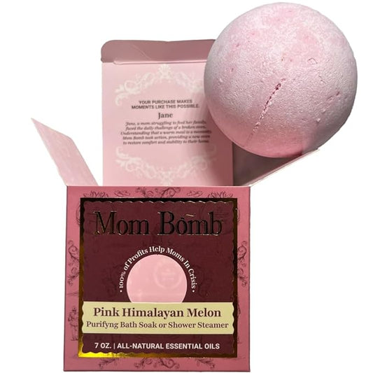 Mom Bomb Pink Himalayan Bath Bomb (Shower Steamer) – Essential Oils, Clean Ingredients – Relaxing Aromatherapy Fizz, Skin-Softening – Made in USA - Gift for Women 5 Ounce