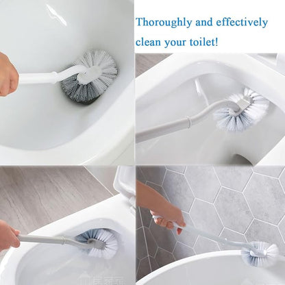 2 Pack Curved Toilet Bowl Brush Without Holder for Bathroom, Compact Toilet Brush Durable Under The Rim Household Deep Cleaning Brushes (Gray Toilet Brush Without Holder)