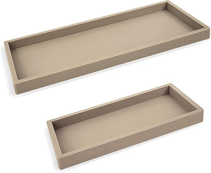 Countertop and Vanity Tray - 2 PC (11” and 7”) Shatterproof Silicone Kitchen and Bathroom Trays for Counter, Kitchen Soap Dispenser Tray, Vanity Trays for Bathroom, Perfume Key Tray