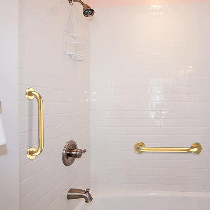 20 Inch Anti Slip Shower Grab Bar Gold, Munzong 2 Pack Bathroom Grab Bar, Knurled Bathroom Balance Bar,Safety Hand Rail Support Handicap Elderly Injury Senior Assist Bath Handle