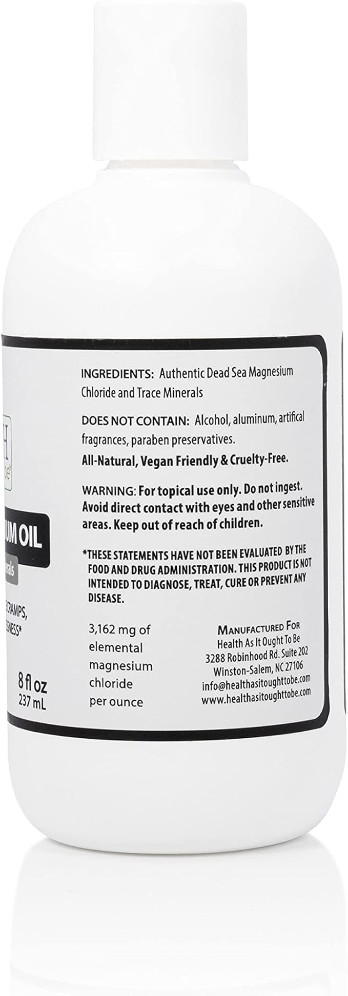Health As It Ought To Be Dead Sea Magnesium Oil + Essential Minerals Supplement | Physician Formulated Calming, Soothes Aches, Pains, Cramps, Sleeplessness | 8 Ounce