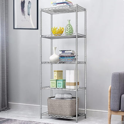 5 Tier Wire Shelving Unit, Height Adjustable Wire Shelves with NSF Certified, Narrow Metal Storage Rack Shelf Unit for Kitchen, Laundry, Bathroom, Pantry, Closet (18"D x 21.5"W x 71"H, Chrome)
