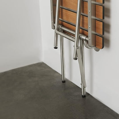 Seachrome 32-inch ADA Folding Shower Seat with Legs, Teak Phenolic Slats
