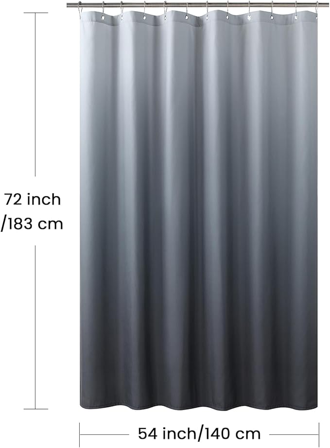 Stall Fabric Shower Curtain, Gray Ombre Narrow Cloth Shower Curtains for Bathroom, Modern Bathroom Small Curtains, 54" W x 72" H