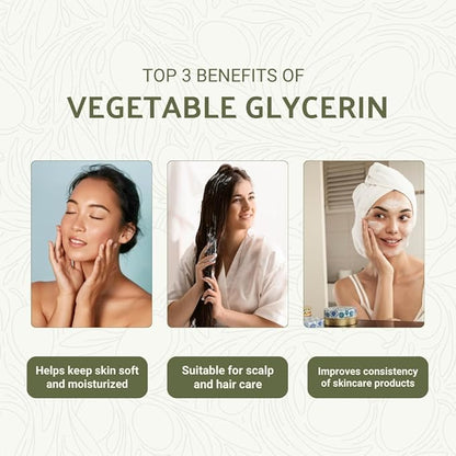 Vegetable Glycerin Oil - 100% Pure Plant Based Glycerol for DIY Skincare, Hair Care, Soap Making & Cosmetics - Vegan Moisturizing Humectant for Lotions & Creams - USP Grade 1 Gallon