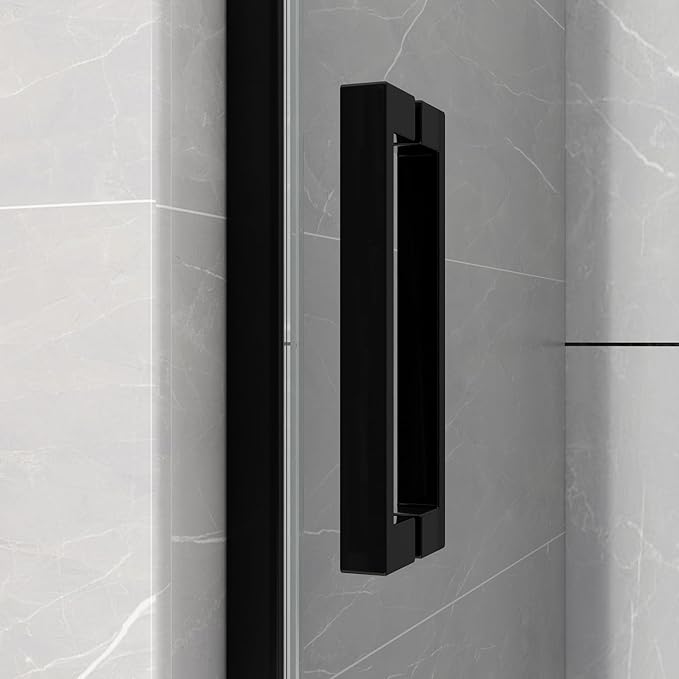 Sunrosa Semi-Frameless Glass Shower Door, 60" W x 76" H Single Sliding Shower Door, Shower Door with Tempered Glass 5/16"(8mm), Black