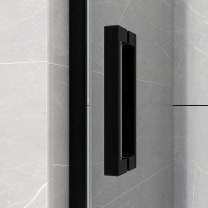 Sunrosa Semi-Frameless Glass Shower Door, 60" W x 76" H Single Sliding Shower Door, Shower Door with Tempered Glass 5/16"(8mm), Black