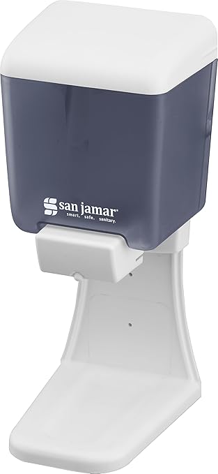 San Jamar Classic Soap Dispenser for Public Restrooms, Manual, Wall Mounted, Refillable, Plastic, 30 Ounce Capacity, Arctic Blue (Pack of 6)