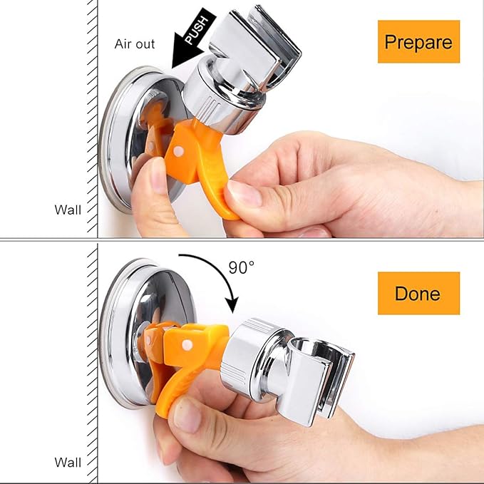 Adjustable Shower Head Holder, Bathroom Suction Cup Handheld Shower Head Bracket, Removable Handheld Showerhead & Wall Mounted Suction Bracket (Yellow, 2)
