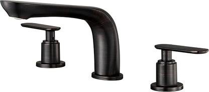 SITGES Classic Bathtub Faucet,2-Handle Oil Rubbed Bronze Tub Filler,3-Hole Widespread Roman Tub Faucet,High Flow Deck Mount Bath Tub Faucet with Valve Included
